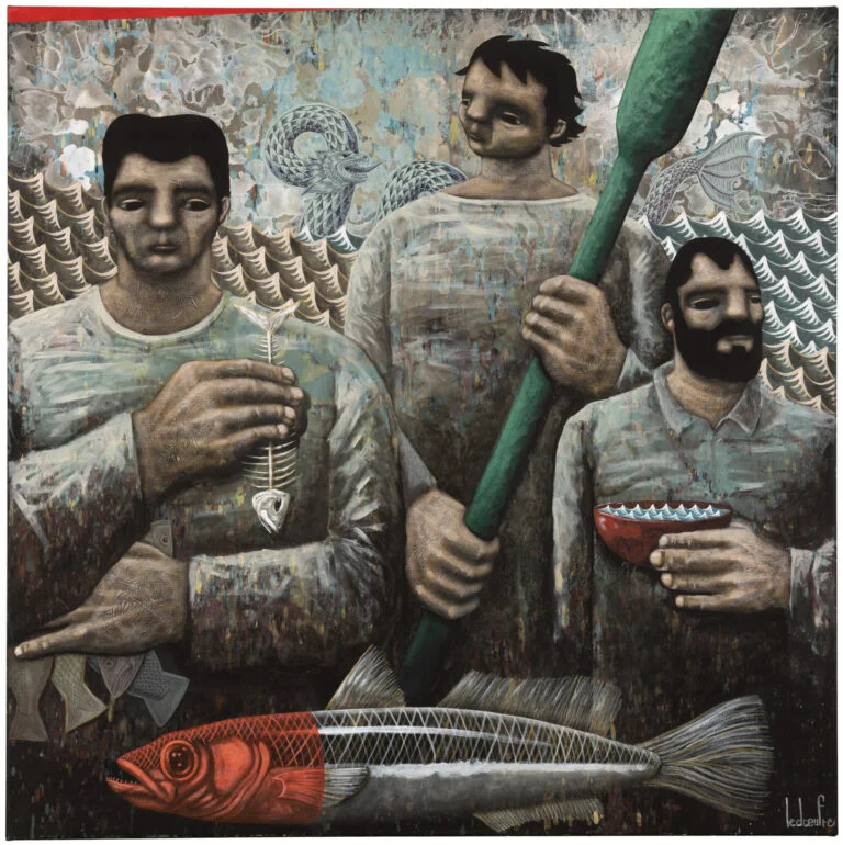 La feinte, 2023, acrylique sur toile, 100 x 100 cm